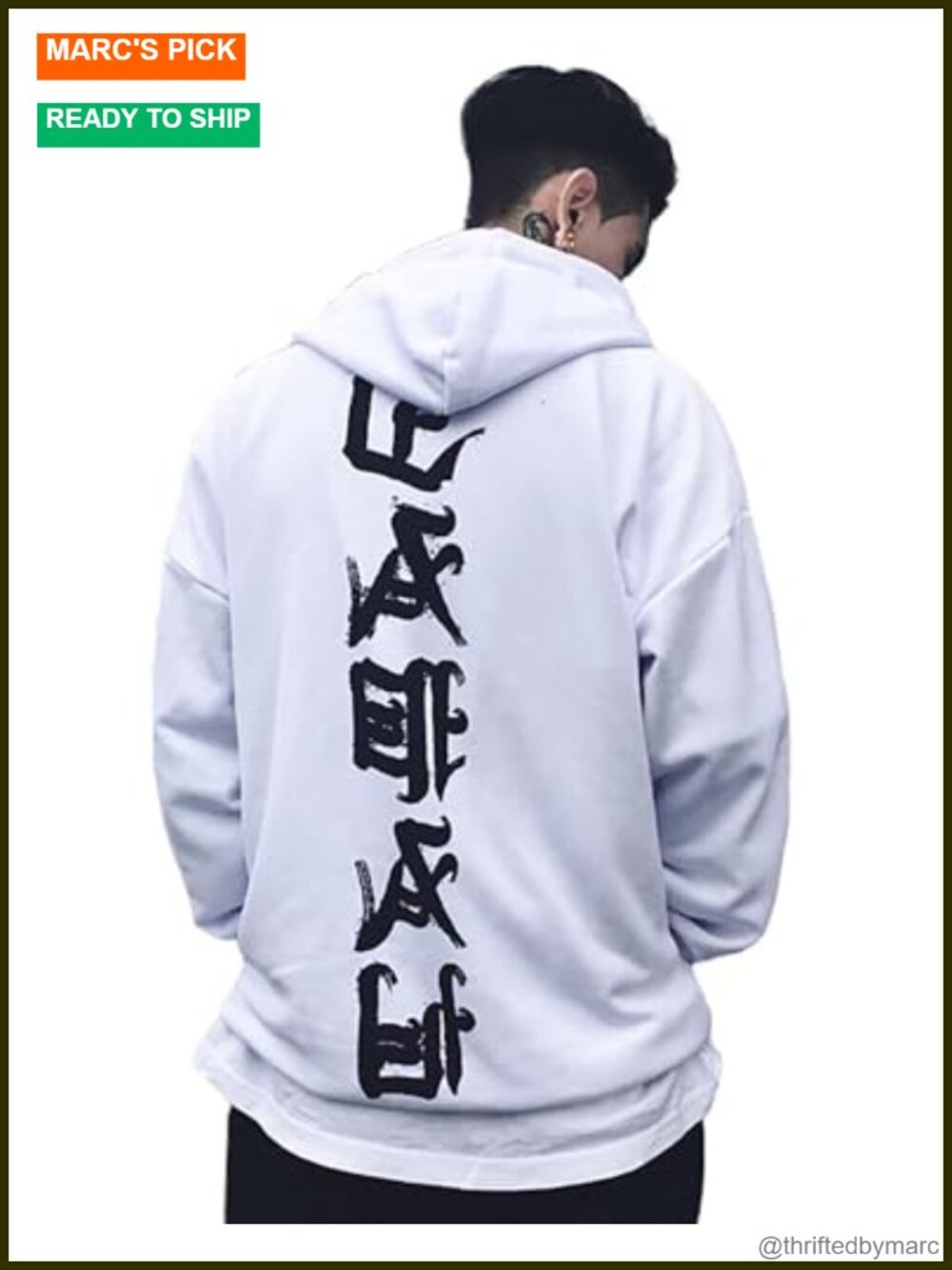 Japanese Streetwear Kanji Graphic Men's Hoodie Relaxed Fit Cotton Blend